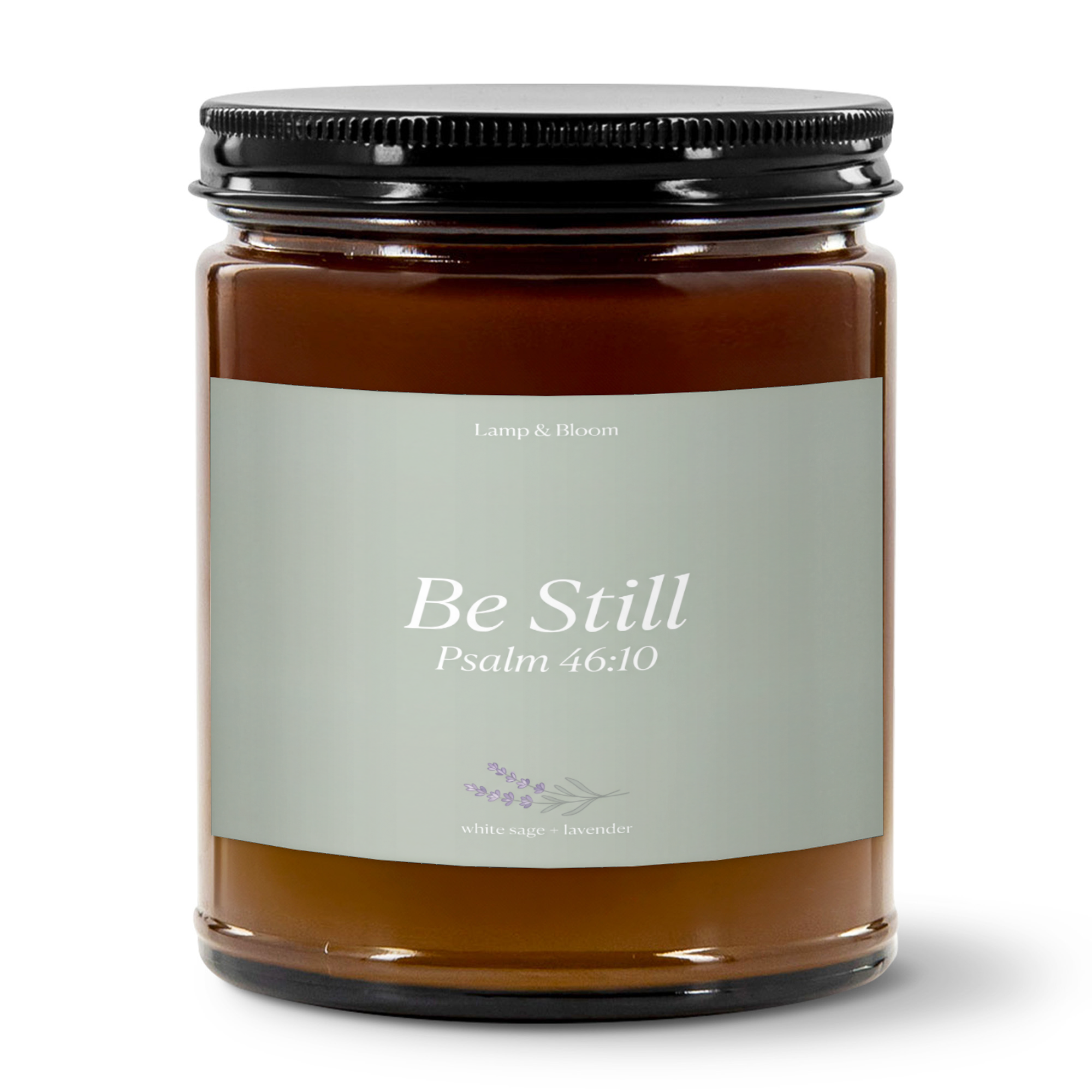 Scripture Candle | Be Still Psalm 46:10 | White Sage & Lavender Soy Candle | Christian Faith Gift