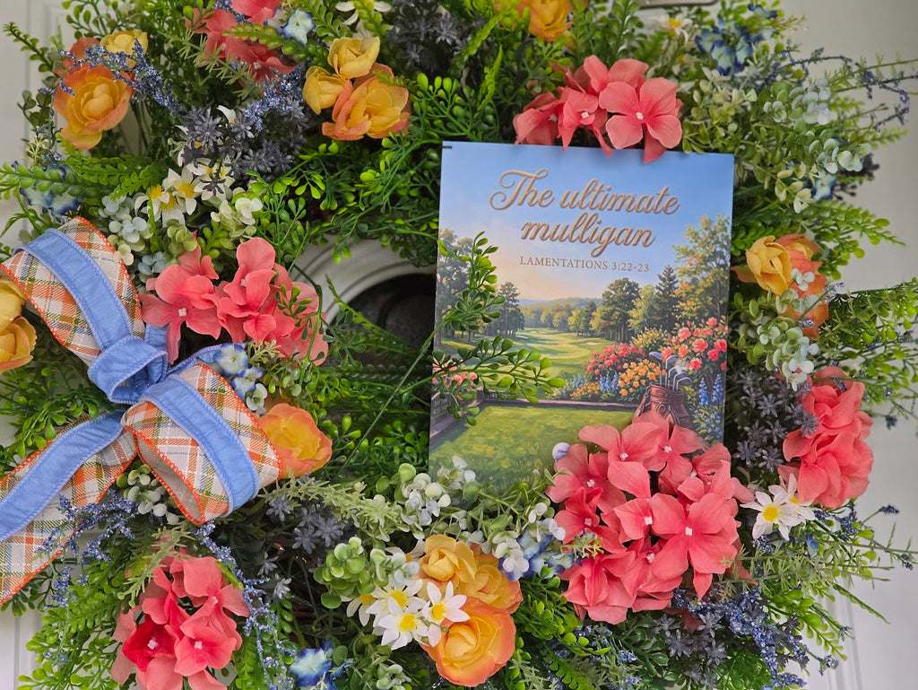 Golf Wreath | 28" Scripture Summer Front Door Wreath | Golfer Gift Retirement Decor
