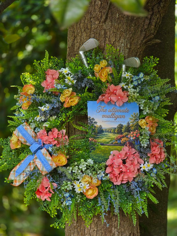Golf Wreath | 28" Scripture Summer Front Door Wreath | Golfer Gift Retirement Decor