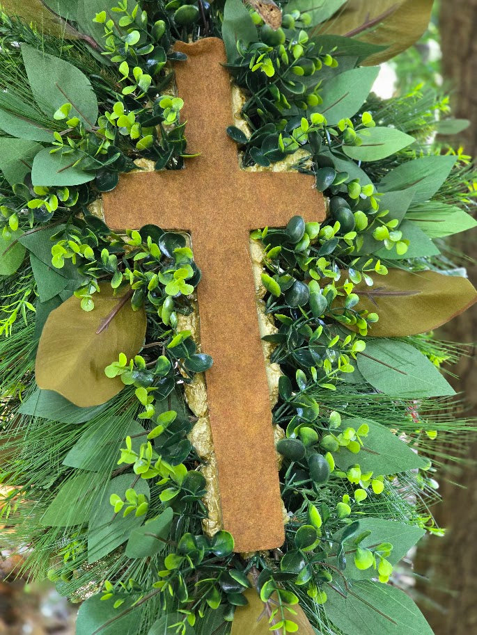 Luxury One-of-a-Kind Christmas Swag — Gold & Emerald Velvet Designer Statement Piece (22"x40"x9")