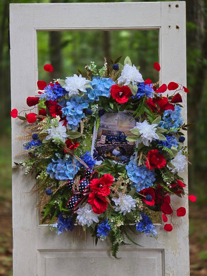 One Nation Under God Wreath | 30" Faith Americana Front Door | Christian Patriotic July 4th America 250 1776-2026