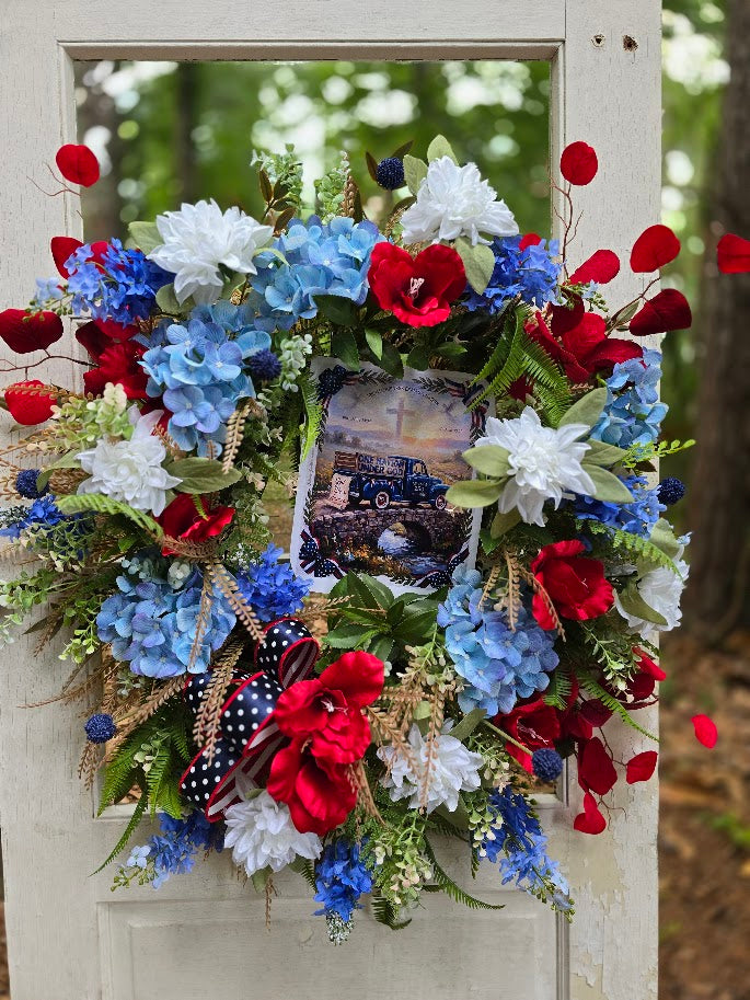One Nation Under God Wreath | 30" Faith Americana Front Door | Christian Patriotic July 4th America 250 1776-2026