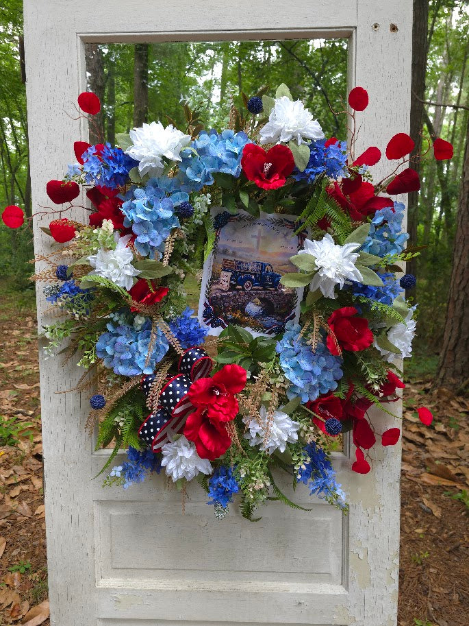 One Nation Under God Wreath | 30" Faith Americana Front Door | Christian Patriotic July 4th America 250 1776-2026