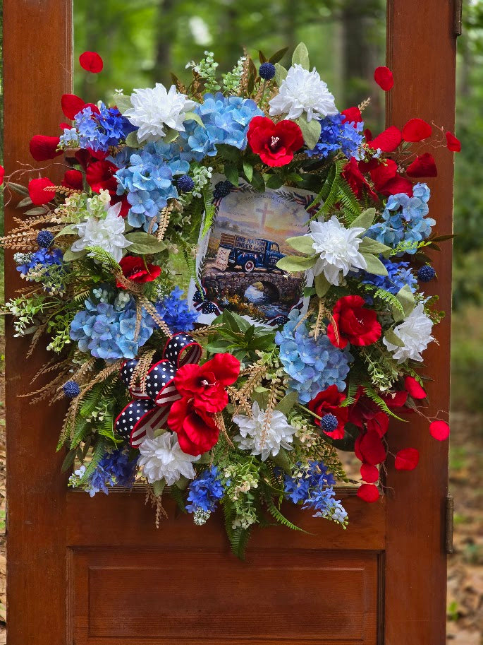 One Nation Under God Wreath | 30" Faith Americana Front Door | Christian Patriotic July 4th America 250 1776-2026
