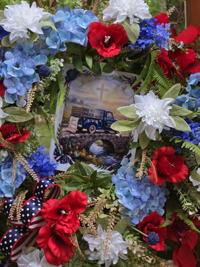 One Nation Under God Wreath | 30" Faith Americana Front Door | Christian Patriotic July 4th America 250 1776-2026