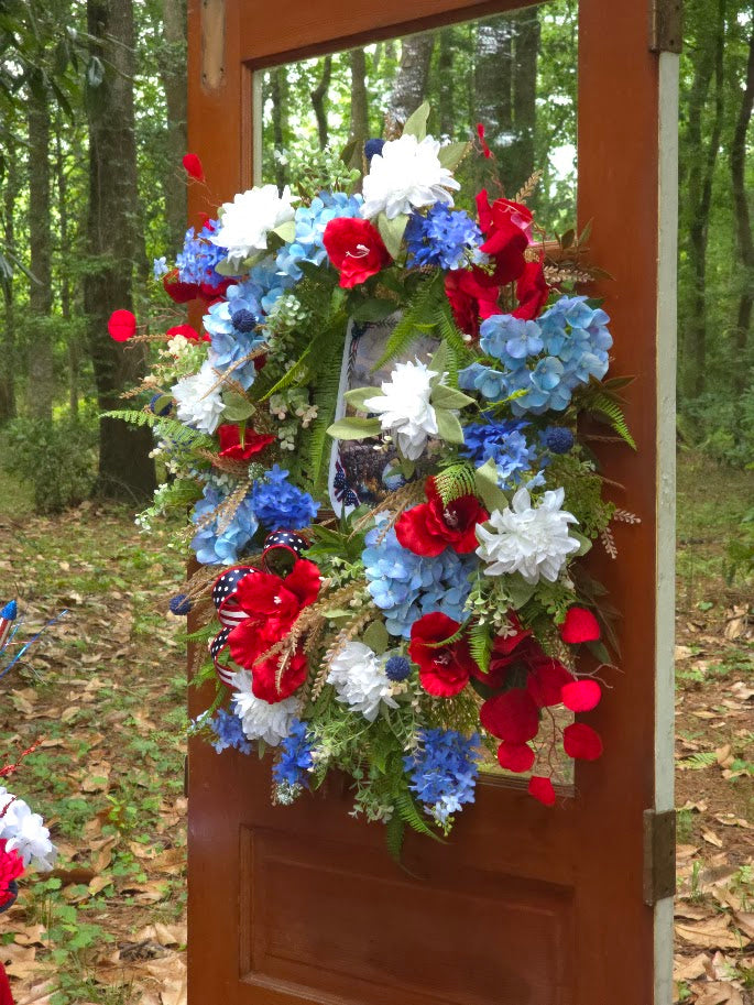 One Nation Under God Wreath | 30" Faith Americana Front Door | Christian Patriotic July 4th America 250 1776-2026