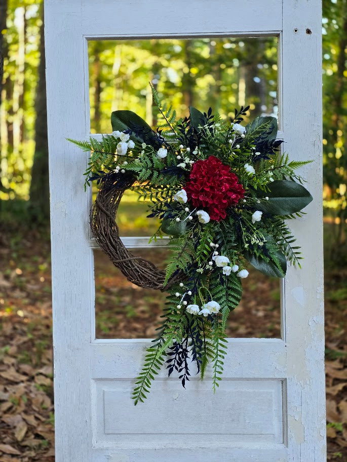 Patriotic Wreath | 24" Cascading Americana Front Door Wreath | Military Welcome Home July 4th 1776 2026