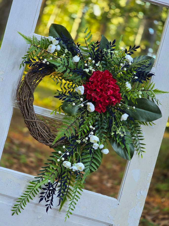 Patriotic Wreath | 24" Cascading Americana Front Door Wreath | Military Welcome Home July 4th 1776 2026