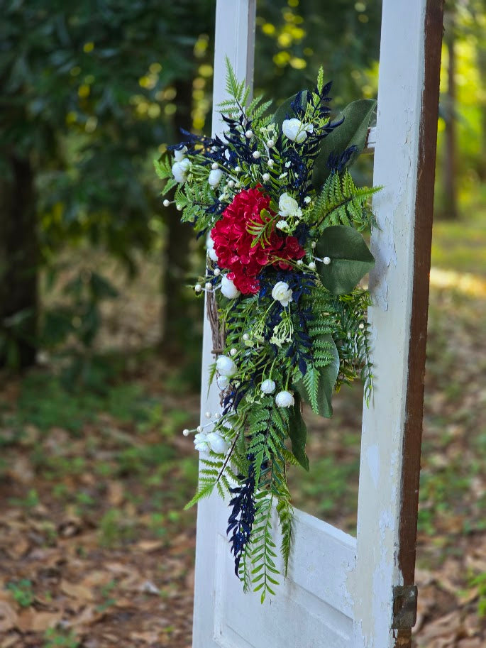 Patriotic Wreath | 24" Cascading Americana Front Door Wreath | Military Welcome Home July 4th 1776 2026