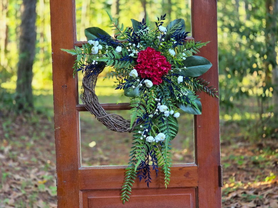 Patriotic Wreath | 24" Cascading Americana Front Door Wreath | Military Welcome Home July 4th 1776 2026