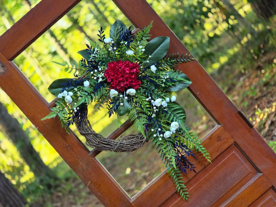 Patriotic Wreath | 24" Cascading Americana Front Door Wreath | Military Welcome Home July 4th 1776 2026