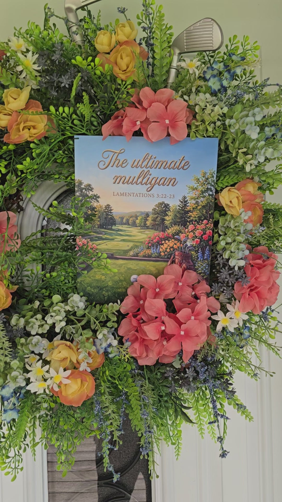 Golf Wreath | 28" Scripture Summer Front Door Wreath | Golfer Gift Retirement Decor