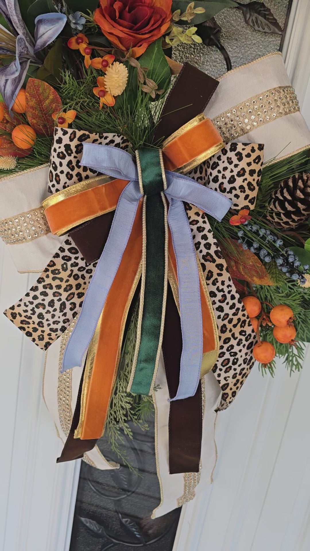 Fall Wreath | 28" Patina Blue Bohemian Grapevine Wreath | Moody Luxury Designer Autumn Front Door Decor